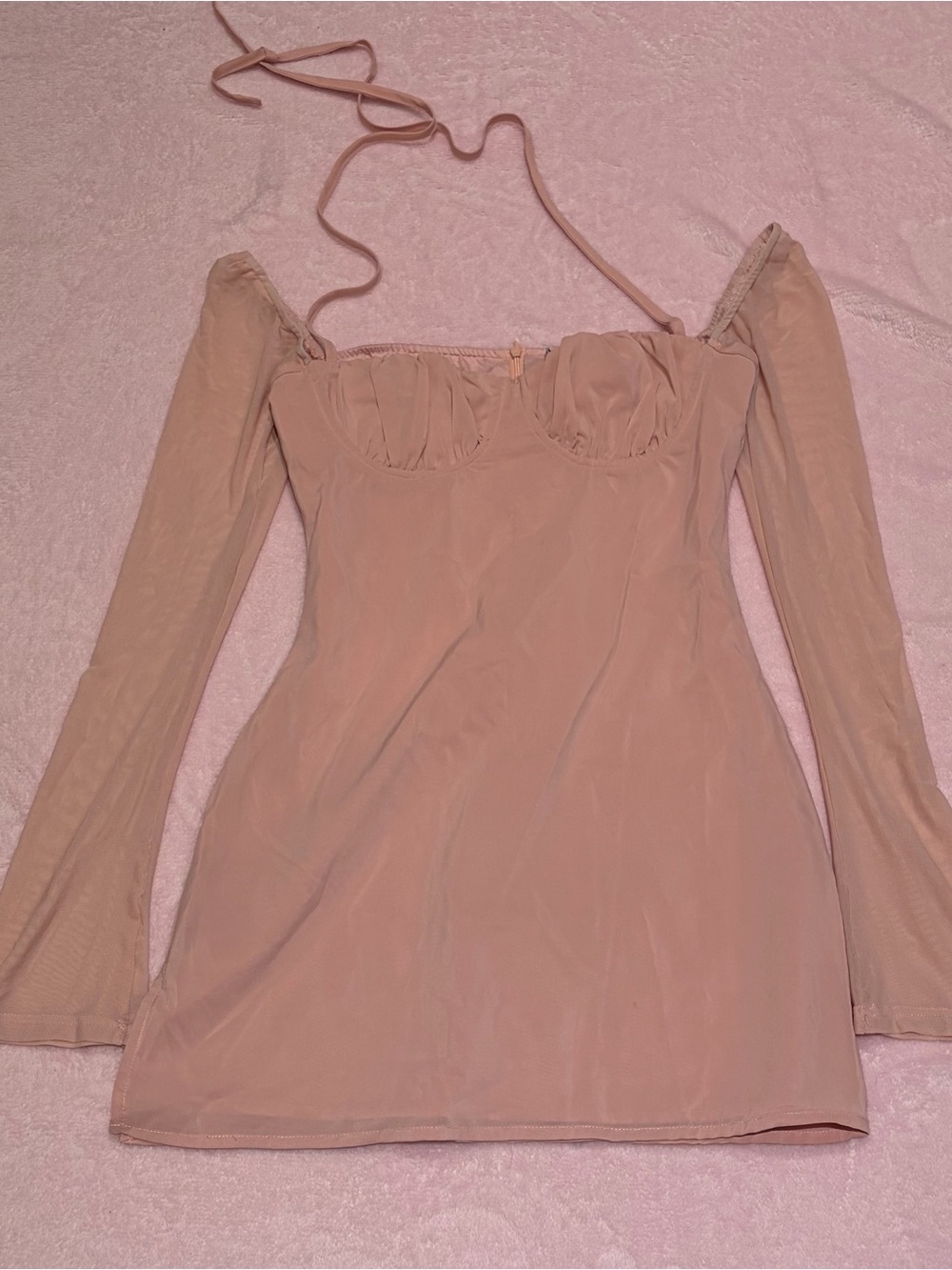 Princess Polly Blush Pink Mesh Off-Shoulder Mini Dress